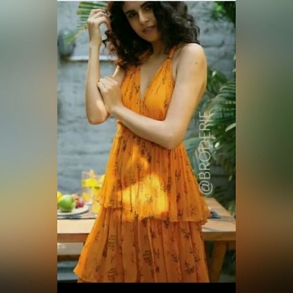 Anthropologie Guapa ‘Pamela' Midi Halter Floral Dress size 8P - Picture 1 of 7